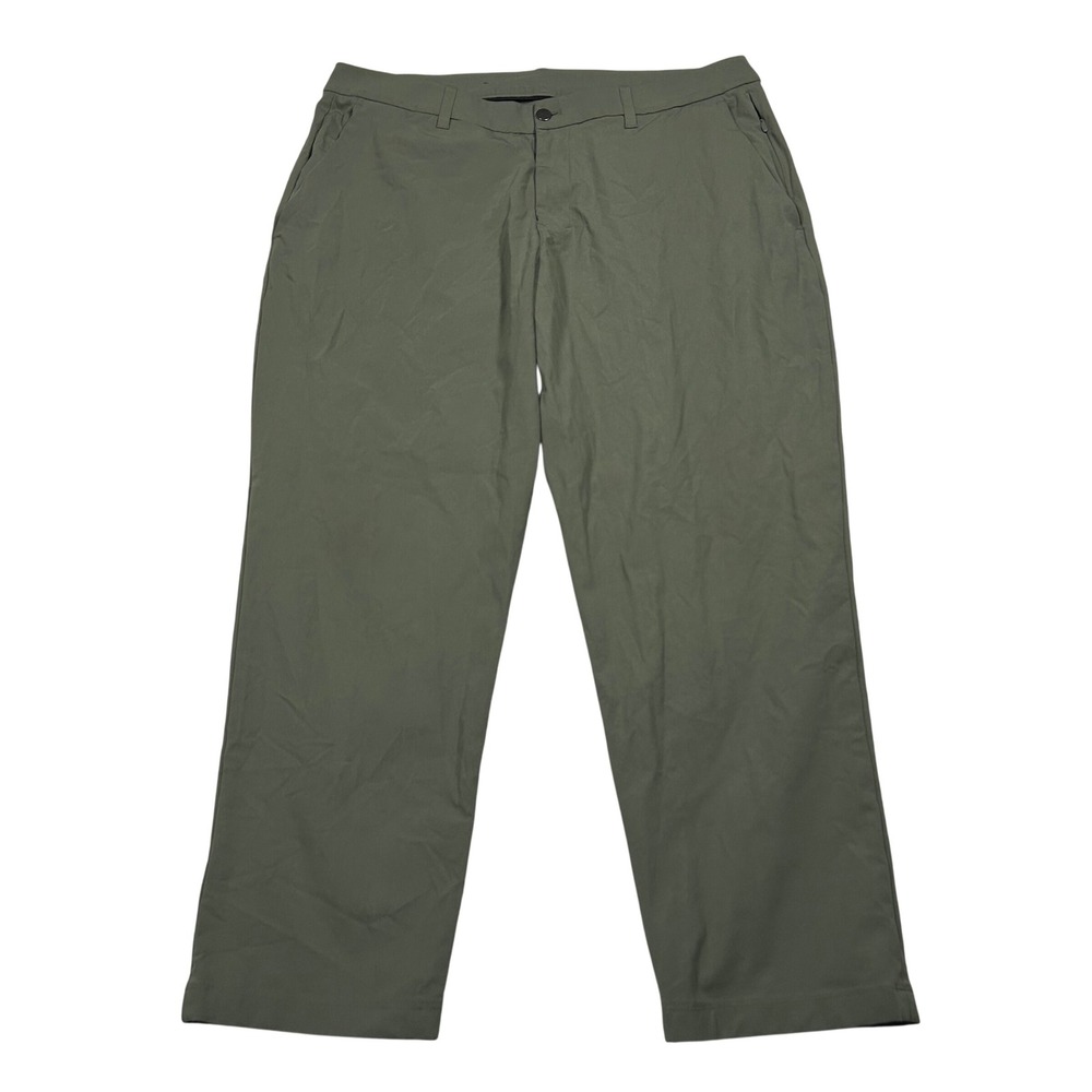 Lululemon Commission Pant Men 38 Olive Green Slim Fit Technical Trousers